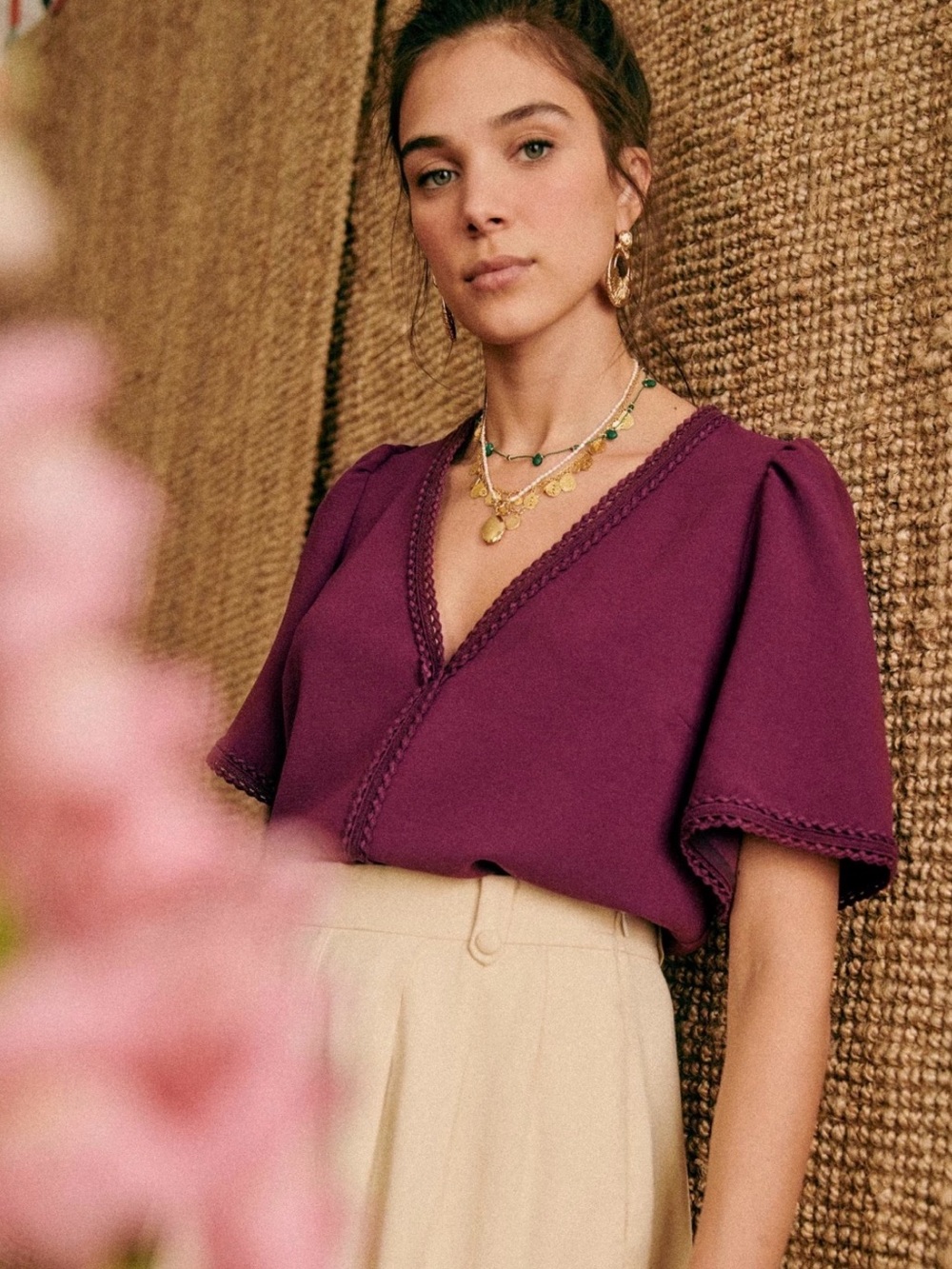 Sezane Tina Blouse in Plum